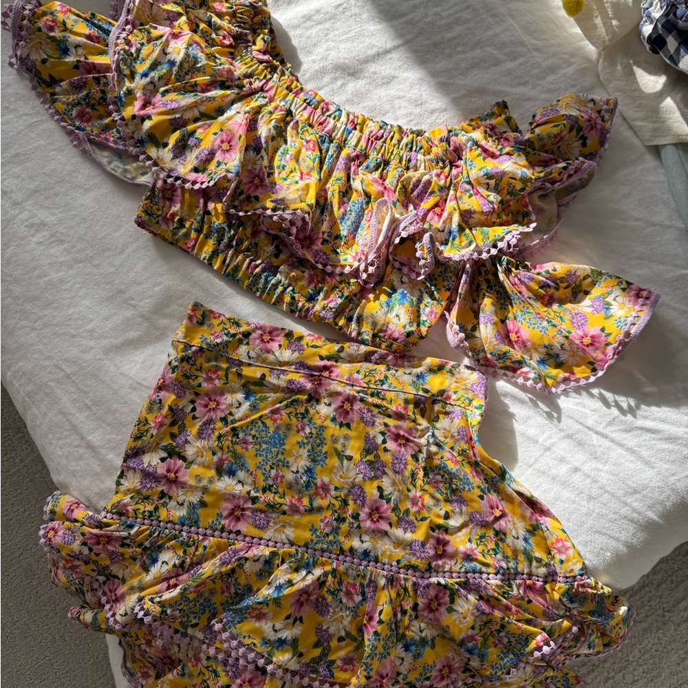 Charo Ruiz Yellow Floral Two-Piece Set